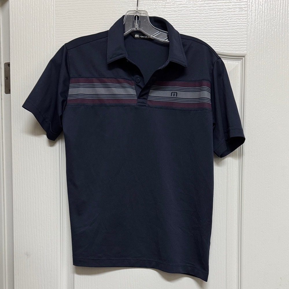 Travis Mathew Navy Polo with Stripes